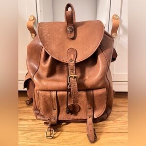 Genuine Leather Saddle Brown Backpack Full Grain Classic Field Style